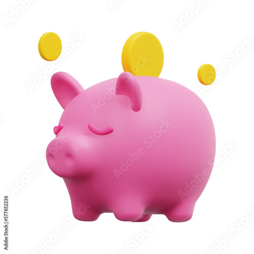 3d piggy bank and gold coins icon vector. Isolated on white background. 3d banking, business and finance concept. Cartoon minimal style. 3d safe finance investment icon vector render illustration.