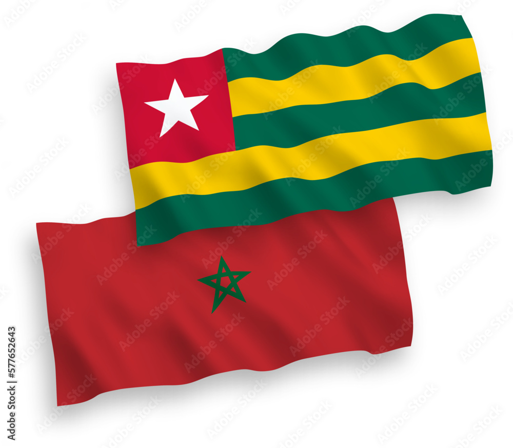 Flags of Togolese Republic and Morocco on a white background Flags of Togolese Republic and Morocco on a white background