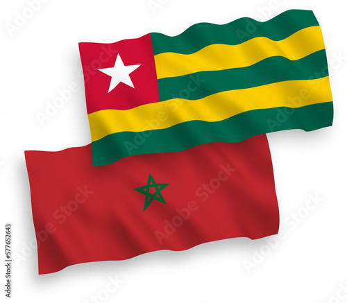 Flags of Togolese Republic and Morocco on a white background