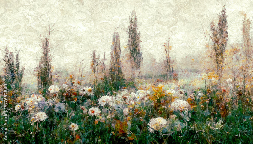 Obraz premium Colorful Impressions Background Wallpaper Landscape Floral | AI Generated