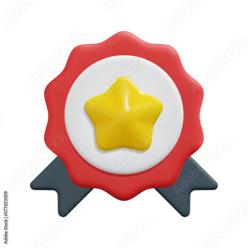 3d quality icon vector. Isolated on white background. 3d customer loyalty, brand and marketing concept. Cartoon minimal style. 3d brand with star icon vector render illustration.