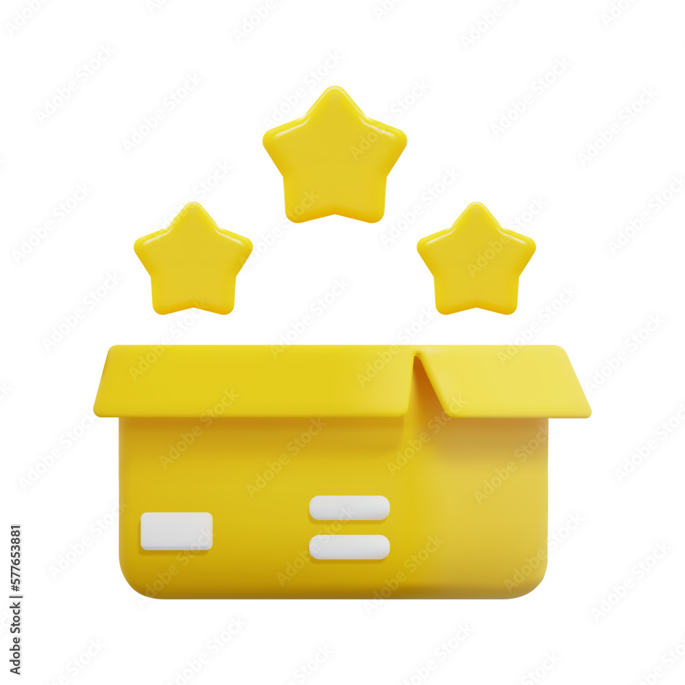 3d cardboard box with star icon vector. Isolated on white background. 3d product management concept. Cartoon minimal style. 3d quality product icon vector render illustration. 3d cardboard box with star icon vector. Isolated on white background. 3d product management concept. Cartoon minimal style. 3d quality product icon vector render illustration.