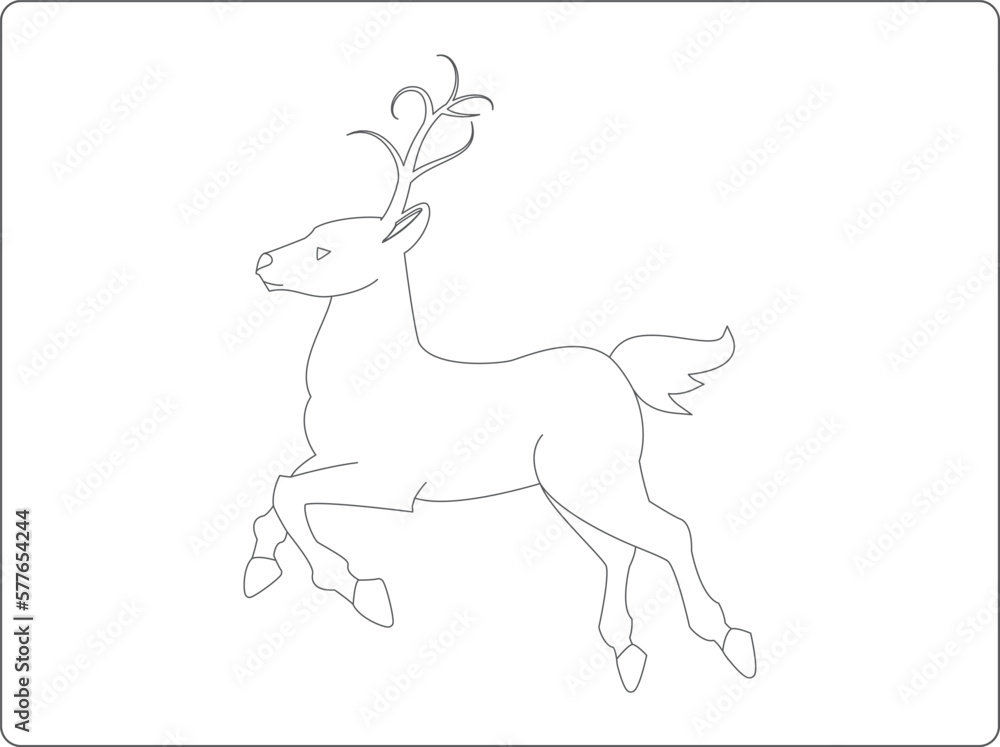 deer vector illustration coloring book