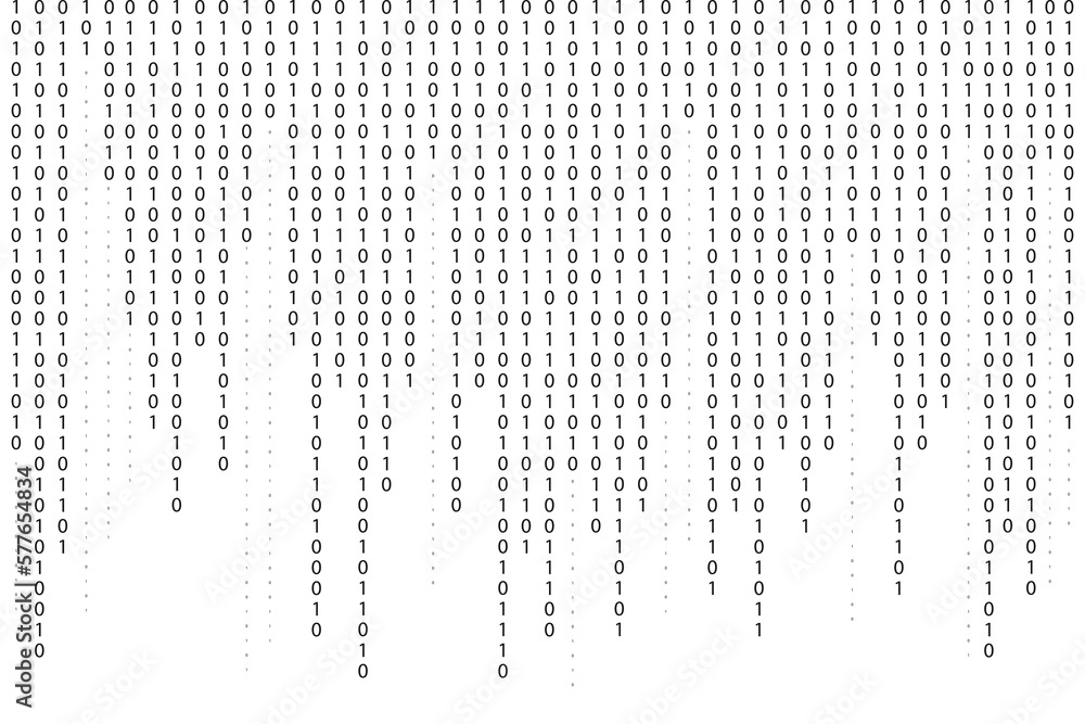 Binary code background. Falling, streaming binary code background. Digital technology wallpaper - obrazy, fototapety, plakaty 