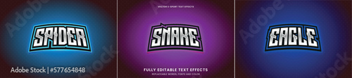 E-sport editable vector text effect collection, e-sport logo 