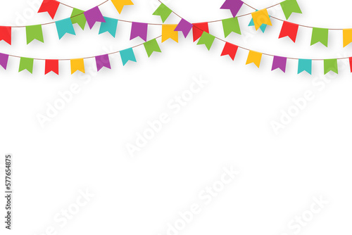 Carnival garland with flags. Decorative colorful party pennants for birthday celebration, festival and fair decoration