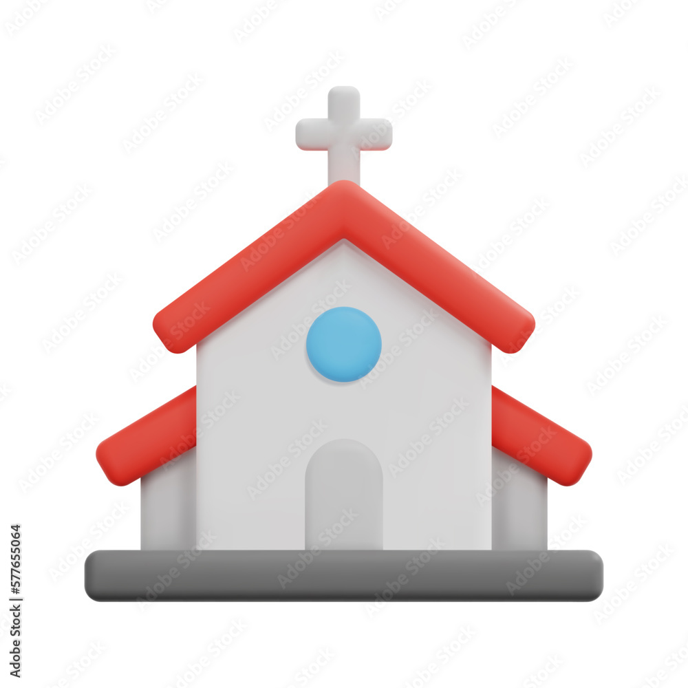 3d church icon vector. Isolated on white background. 3d building and architecture concept. Cartoon minimal style. 3d building icon vector render illustration.