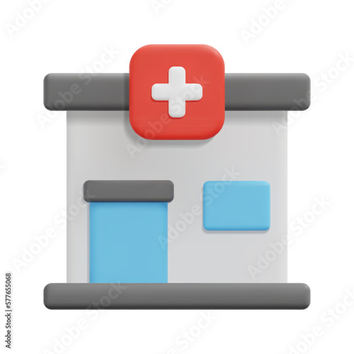 3d clinic icon vector. Isolated on white background. 3d building and architecture concept. Cartoon minimal style. 3d building icon vector render illustration.
