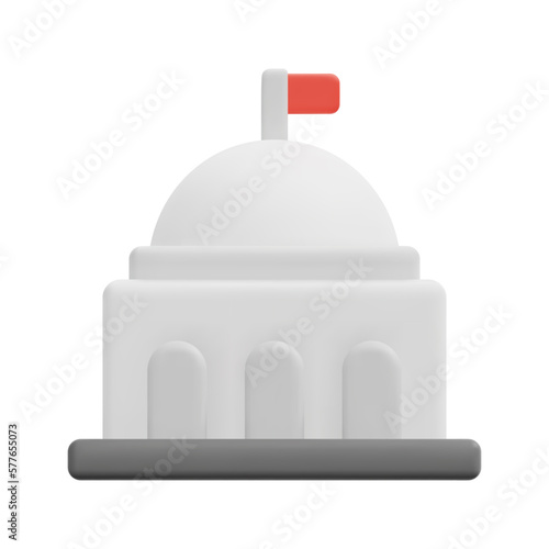 3d embassy icon vector. Isolated on white background. 3d building and architecture concept. Cartoon minimal style. 3d building icon vector render illustration.