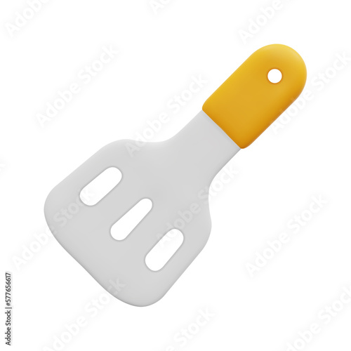 3d spatula icon vector. Isolated on white background. 3d kitchen, tool and equipment concept. Cartoon minimal style. 3d kitchen icon vector render illustration.