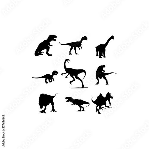 dinosaurs animal silhouette set creative design