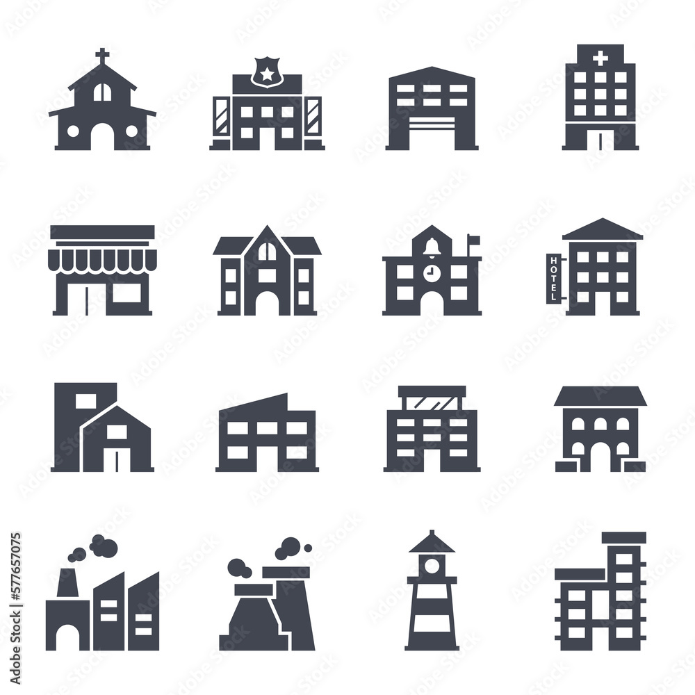 Building filled icon.