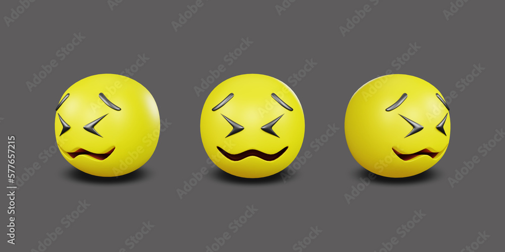 Emoji yellow face and emotion facial expression with clipping path. 3d rendering Emoji yellow face and emotion facial expression with clipping path. 3d rendering