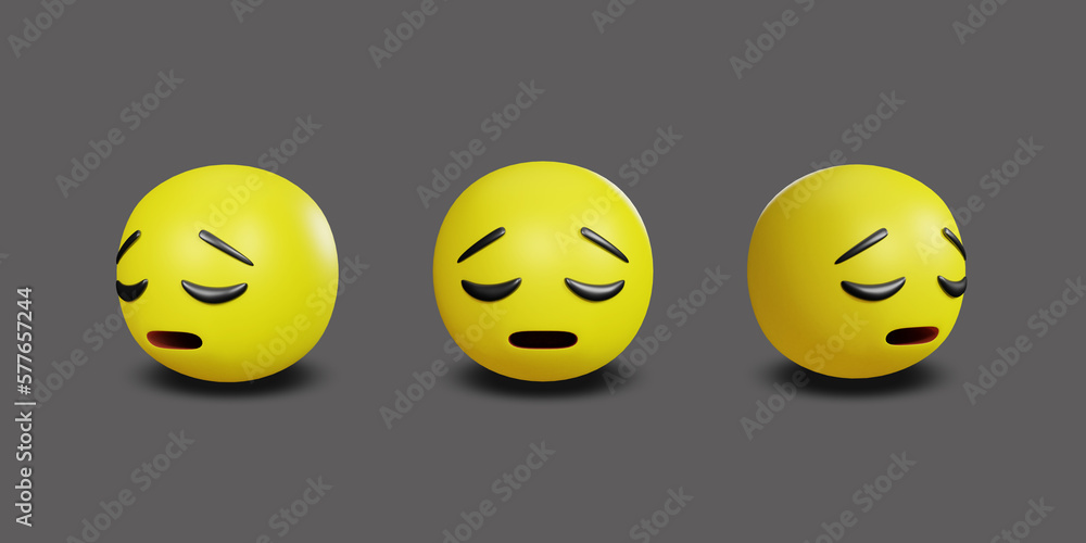 Fototapeta premium Emoji yellow face and emotion facial expression with clipping path. 3d rendering