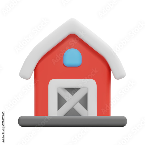 3d barn icon vector. Isolated on white background. 3d building and architecture concept. Cartoon minimal style. 3d house icon vector render illustration.