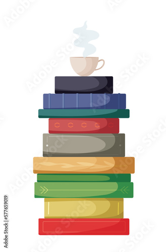 World book day. Pile of colorful books.