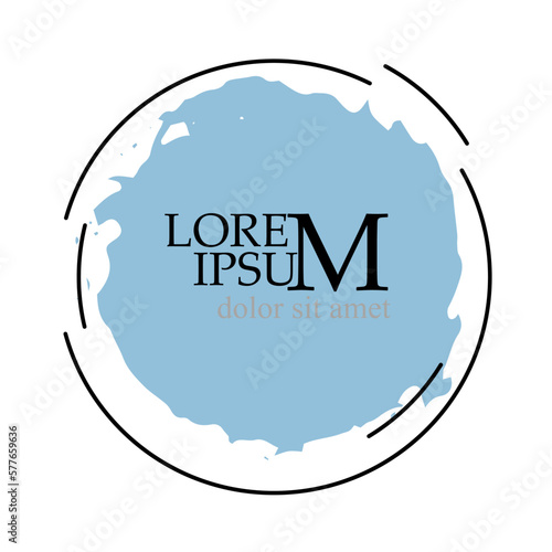 Blue enso symbol isolated on white. Water blue brushed circle. Round frame blot. Vector illustration