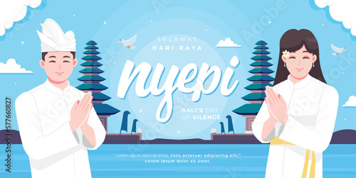 Happy Nyepi day means Bali day of silence background