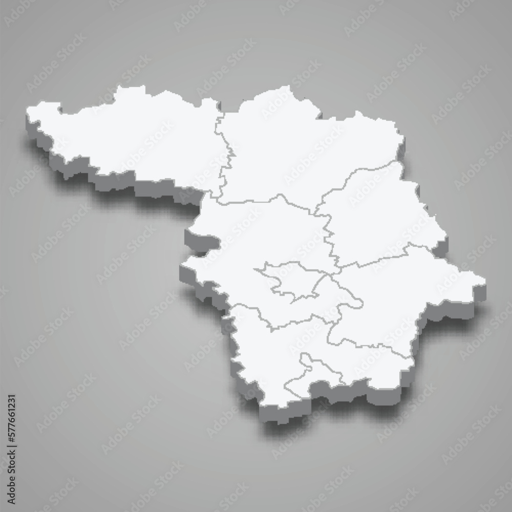 Fototapeta premium 3d isometric map of Kaunas county is a region of Lithuania