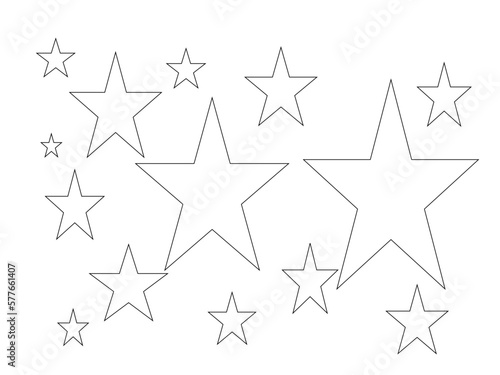 Star background with contour five-pointed stars