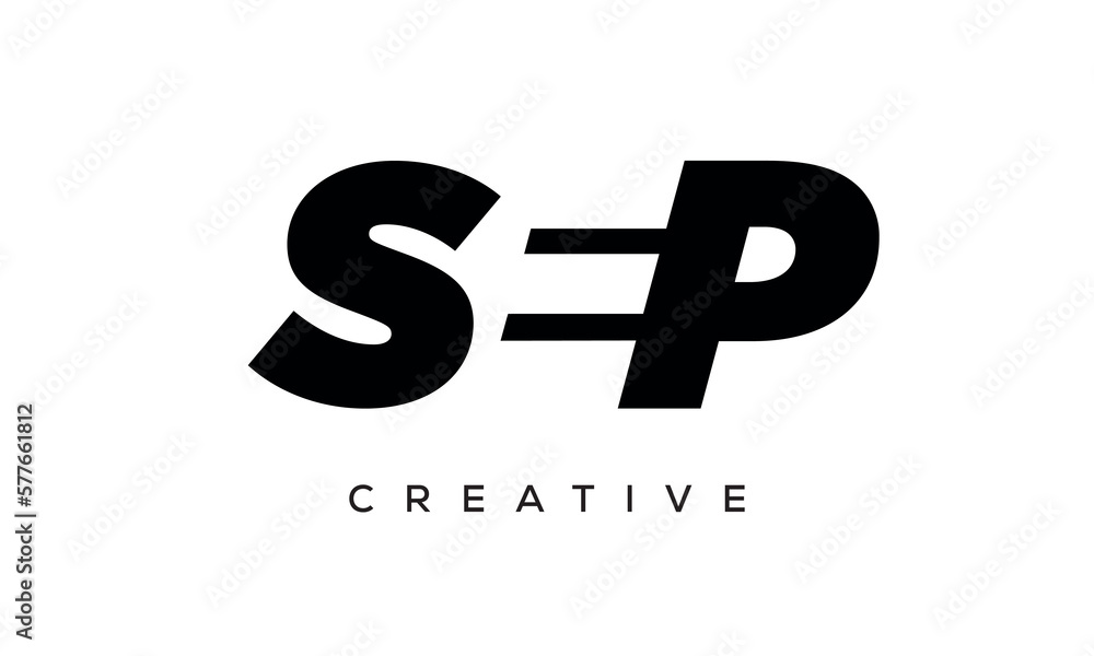 SEP letters negative space logo design. creative typography monogram vector SEP letters negative space logo design. creative typography monogram vector
