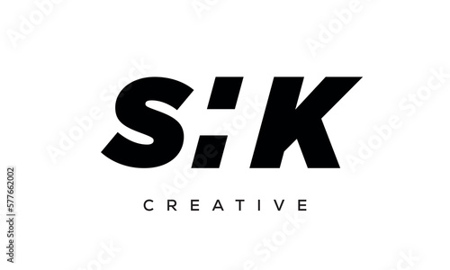 SHK letters negative space logo design. creative typography monogram vector photo