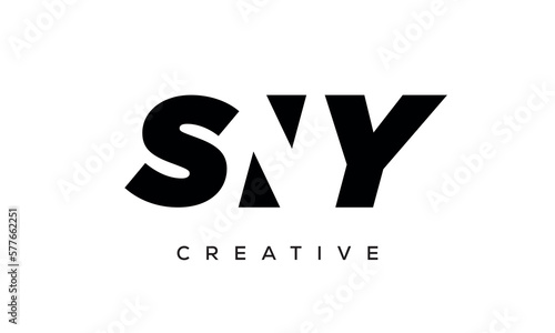 SNY letters negative space logo design. creative typography monogram vector photo