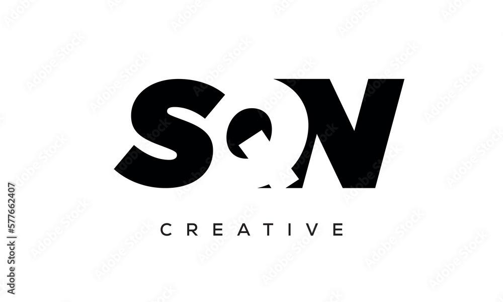 SQN letters negative space logo design. creative typography monogram vector SQN letters negative space logo design. creative typography monogram vector