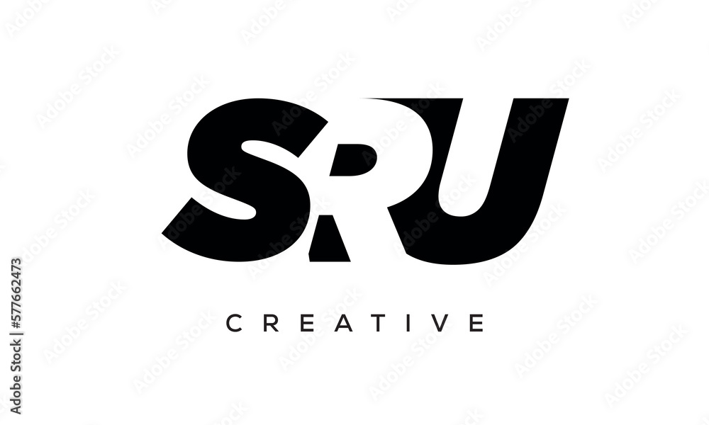 SRU letters negative space logo design. creative typography monogram vector SRU letters negative space logo design. creative typography monogram vector