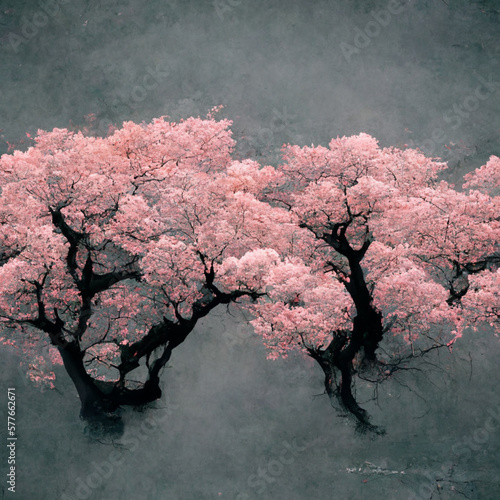 Japanese cherry tree pattern, generative ai