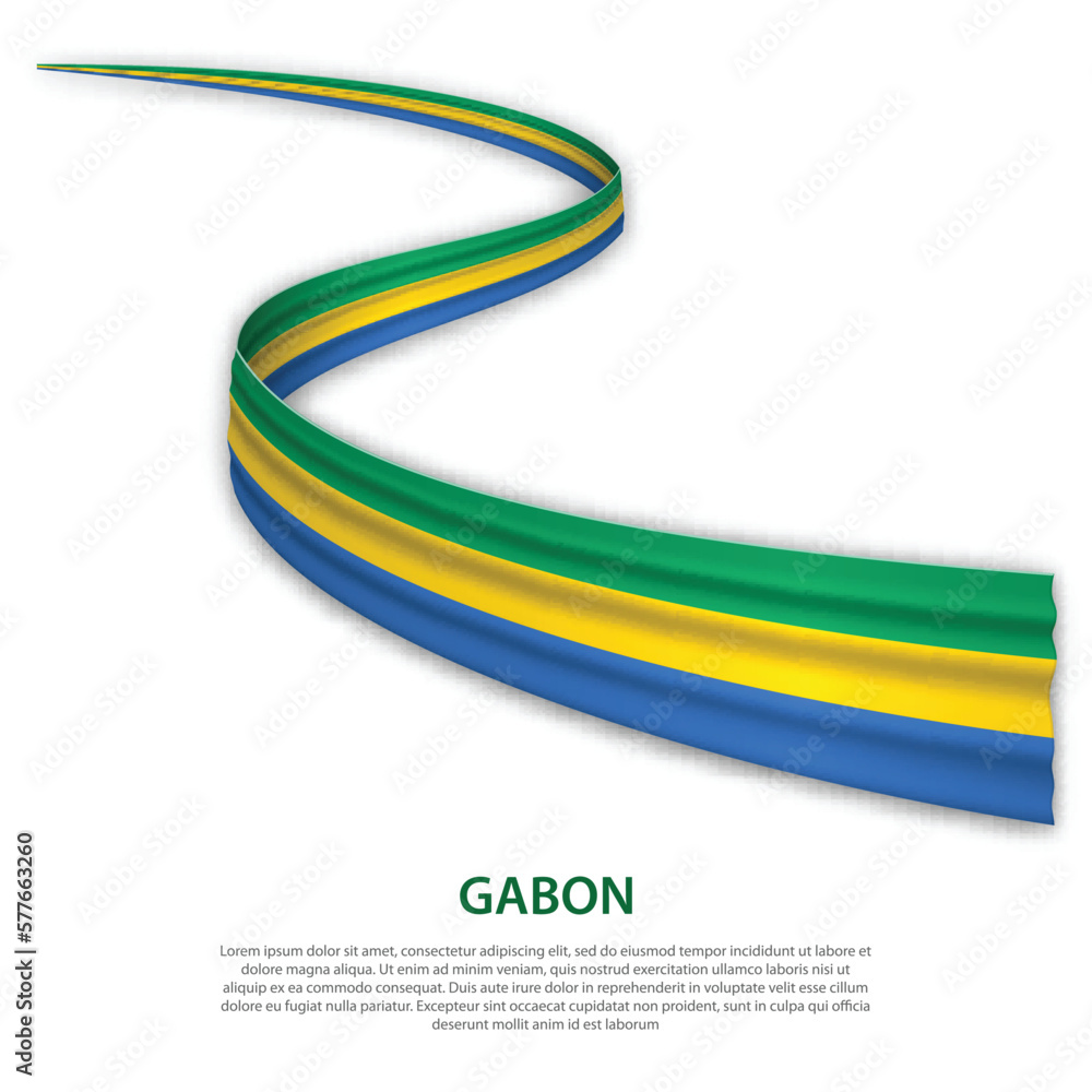 Waving ribbon or banner with flag of Gabon Waving ribbon or banner with flag of Gabon