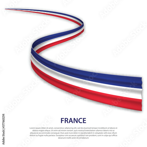 Waving ribbon or banner with flag of France