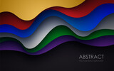 multi colored abstract red orange green purple yellow colorful wavy papercut overlap layers background. eps10 vector