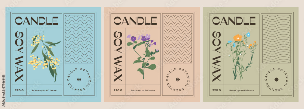 Abstract botanical vector cosmetics printable label design template for branding, packaging design