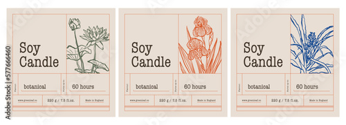 Abstract botanical vector cosmetics printable label design template for branding, packaging design