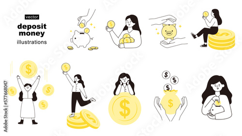 Deposit money concept flat illustration set. © CHIIN