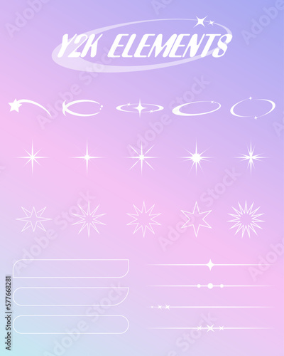 collection y2k stars and retro futuristic graphic, sparkle star, Retro futuristic elements for design.