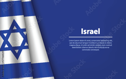 Wave flag of Israel with copyspace background.