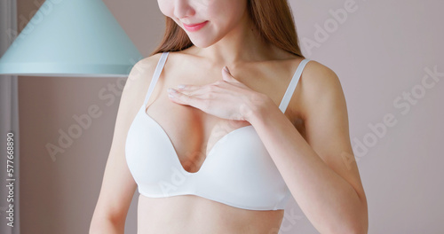 Obraz na plátně Asian woman wearing bra