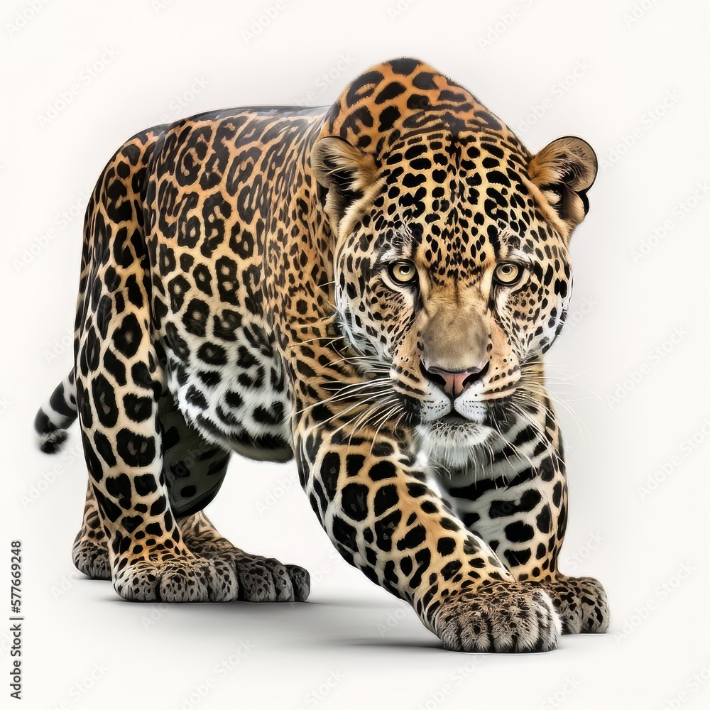 Fototapeta premium leopard in front of white