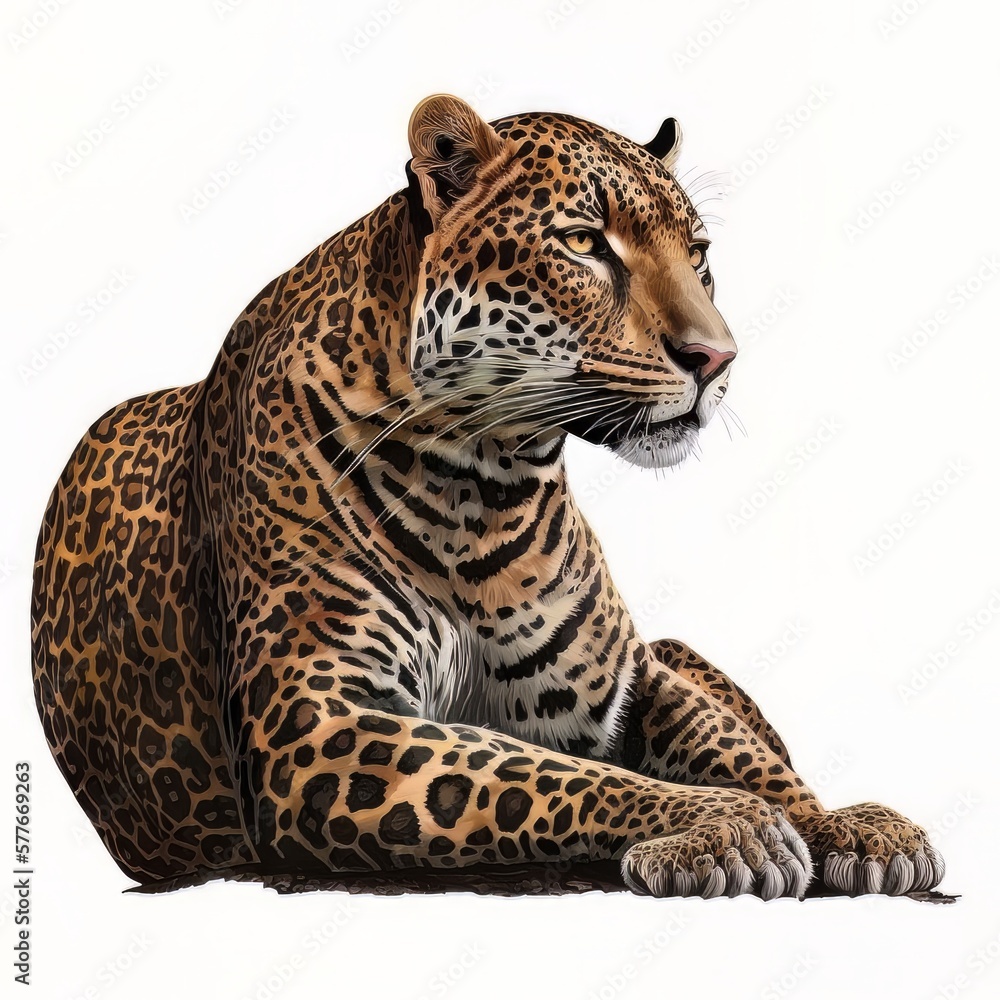 Obraz premium leopard in front of white background
