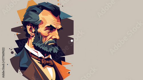 A portrait of Abraham Lincoln background flat design illustration. Generative ai.