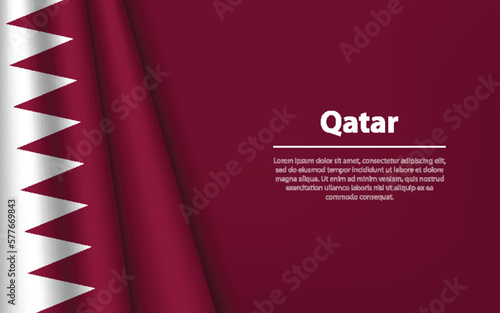 Wave flag of Qatar with copyspace background.