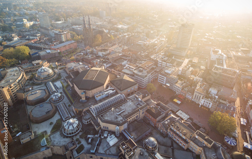 Canvas Print Eindhoven City Cityscape in Netherlands. Drone Point of View