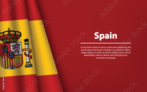 Wave flag of Spain with copyspace background.