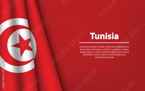 Wave flag of Tunisia with copyspace background.