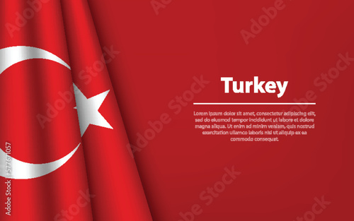 Wave flag of Turkey with copyspace background.