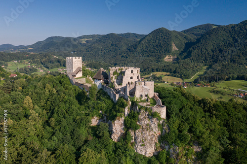 Celje Castle is a castle ruin in Celje, Slovenia, formerly the seat of the Counts of Celje. It stands on three hills to the southeast of Celje, where the river Savinja meanders into the Lasko valley © Mindaugas Dulinskas