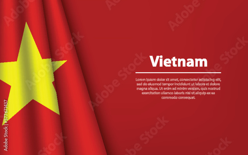 Wave flag of Vietnam with copyspace background.