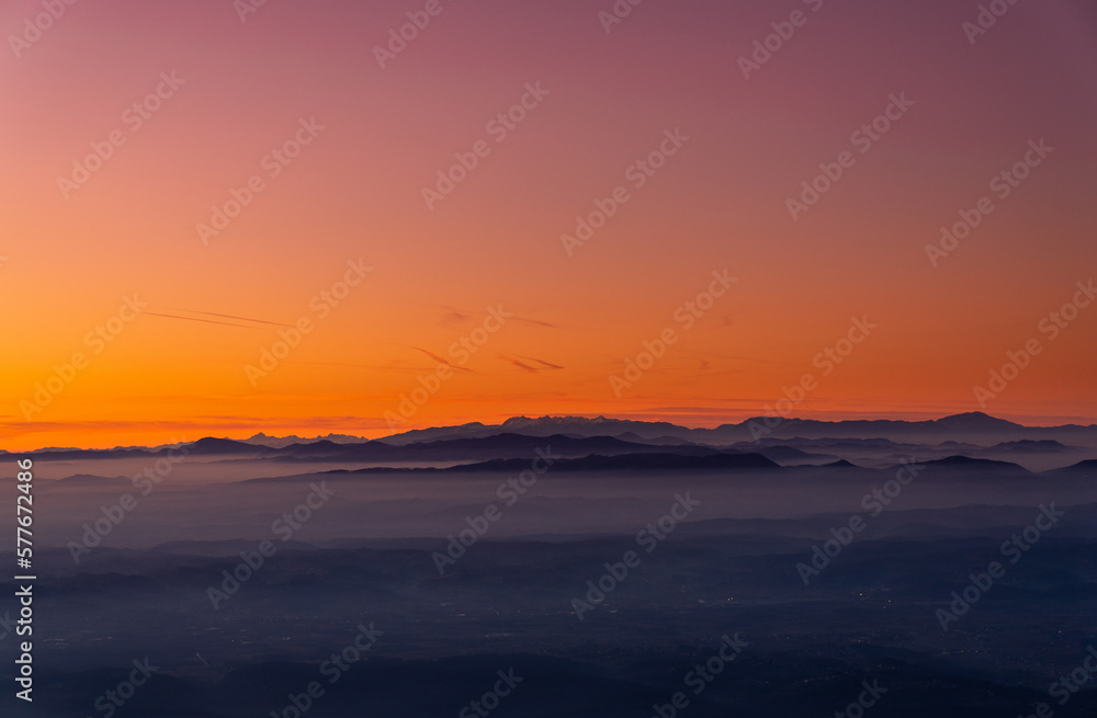 Zagreb Skyline in Croatia. Sunset Light Colorful Sky in Background. View from the top of Medvednica Mountain. Zagreb Skyline in Croatia. Sunset Light Colorful Sky in Background. View from the top of Medvednica Mountain.